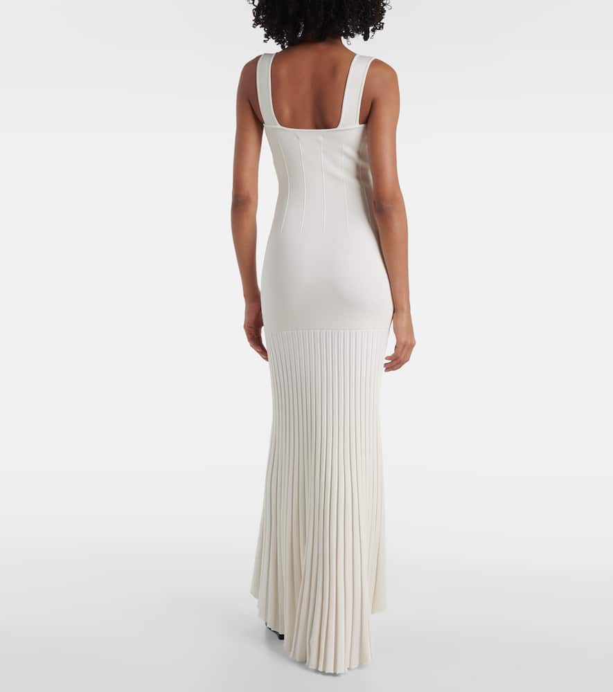 Galvan Off-the-shoulder Beaded-chain Open-back Satin Gown In White
