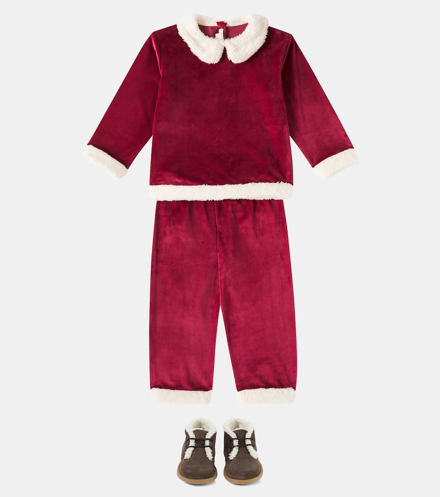 Konges Slojd Velvet Sweater And Pants Set In Burgundy