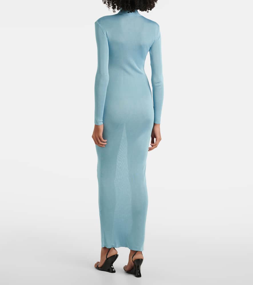 挖剪针织加长连衣裙