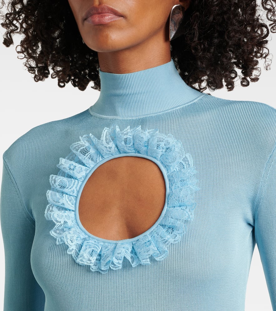 挖剪针织加长连衣裙