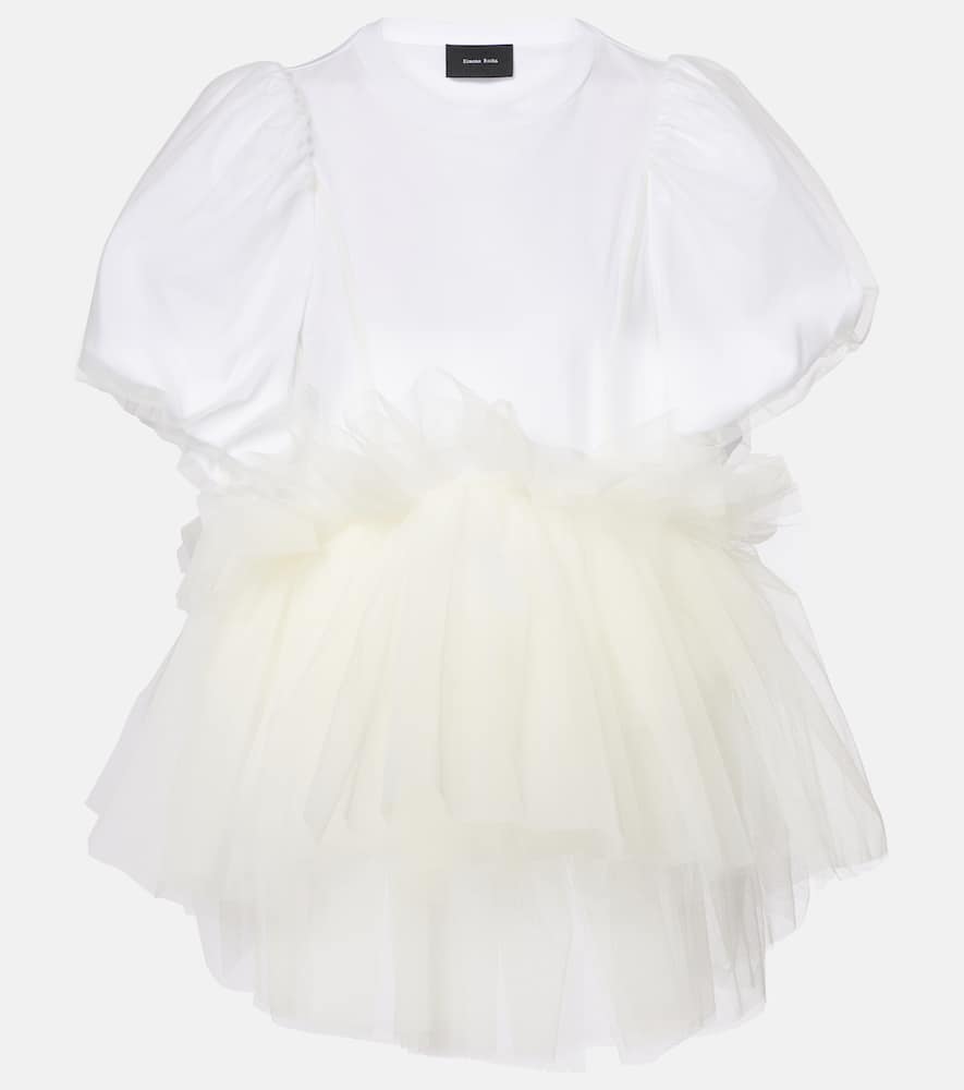 Simone Rocha Tulle And Cotton Jersey Top In White