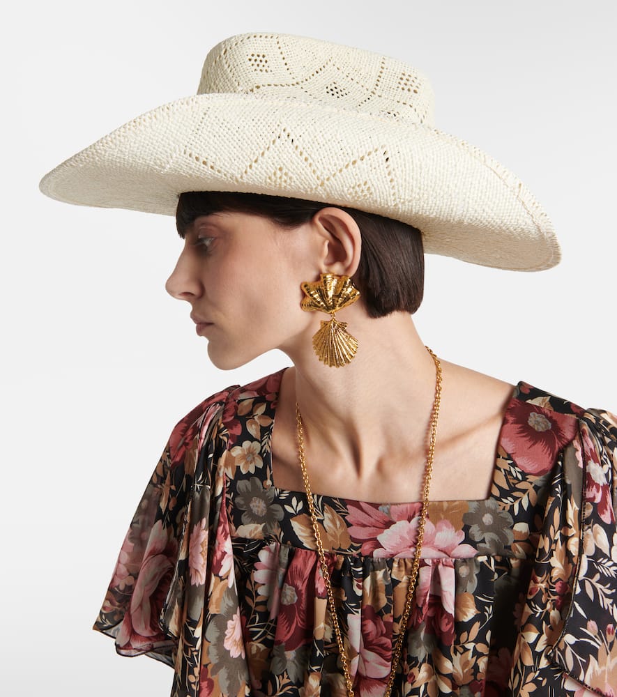 Ruslan Baginskiy Logo Straw Boater Hat In Ivory