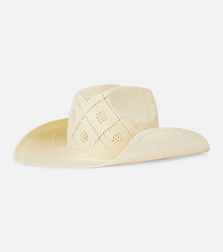 Ruslan Baginskiy Logo Straw Boater Hat In Ivory