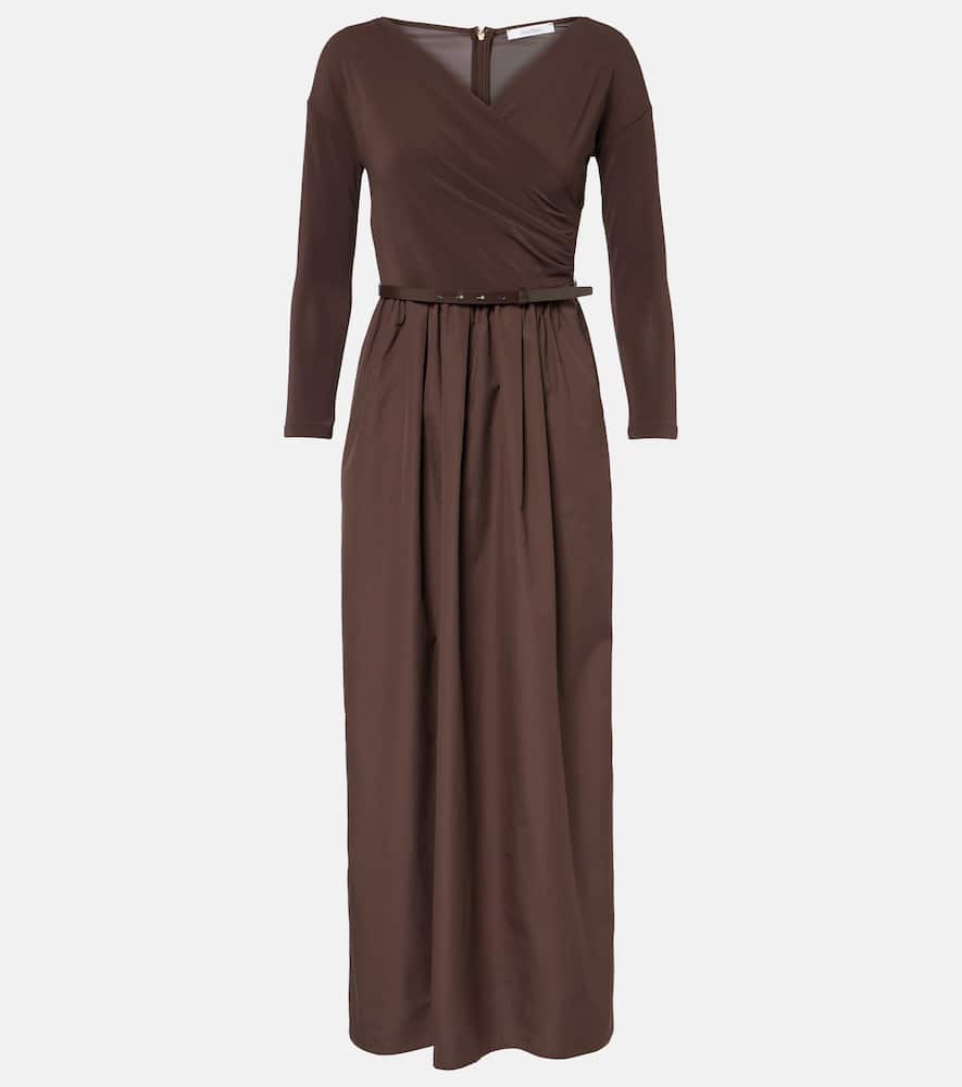 Max Mara Kaiser Cotton Poplin And Jersey Dress In Brown