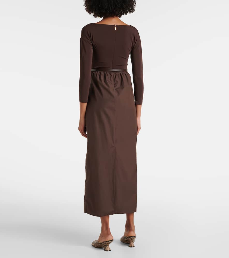 Max Mara Kaiser Cotton Poplin And Jersey Dress In Brown