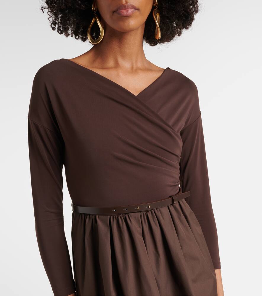 Max Mara Kaiser Cotton Poplin And Jersey Dress In Brown