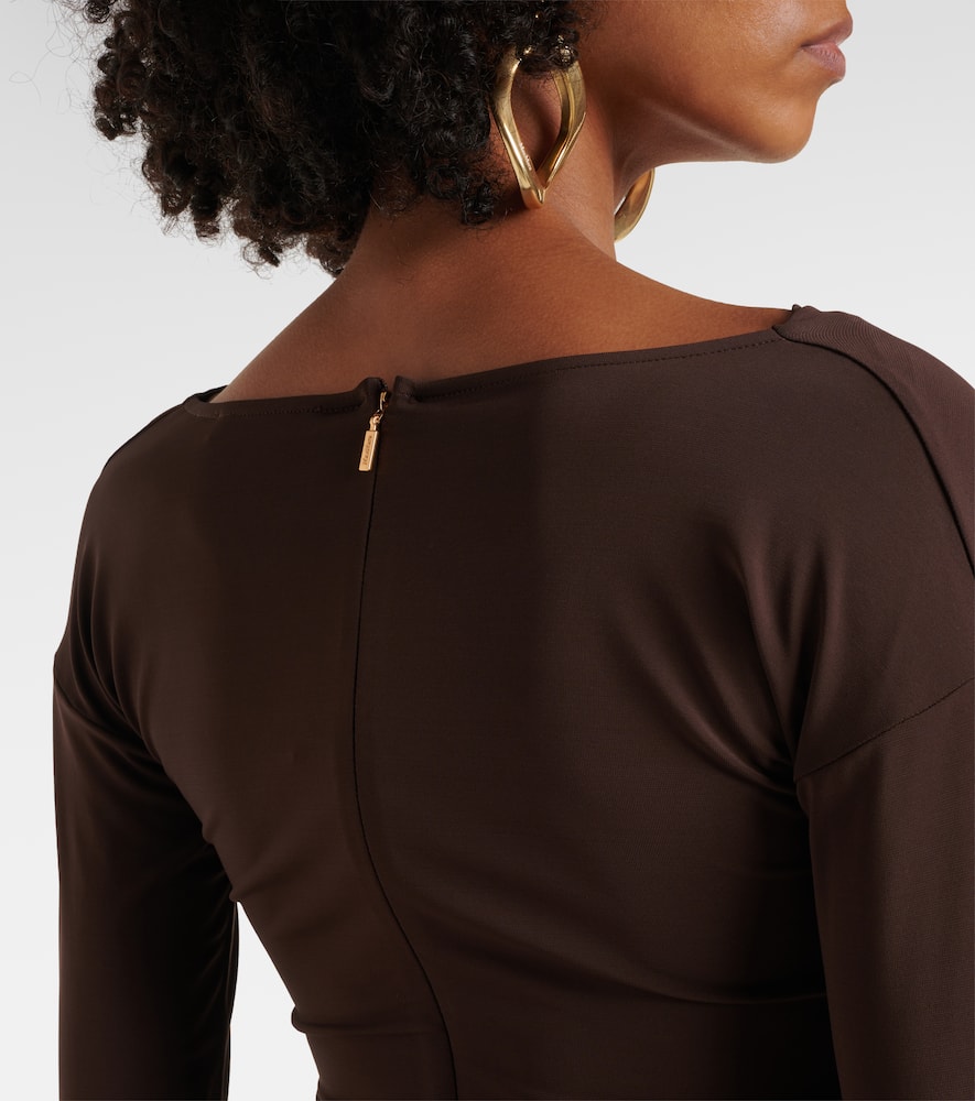 Max Mara Kaiser Cotton Poplin And Jersey Dress In Brown