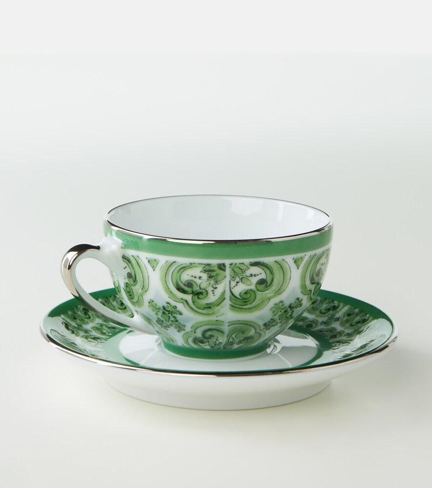  Dolce&gabbana Casa Dolce&gabbana Casa Majolica Espresso Cup And Saucer Set 