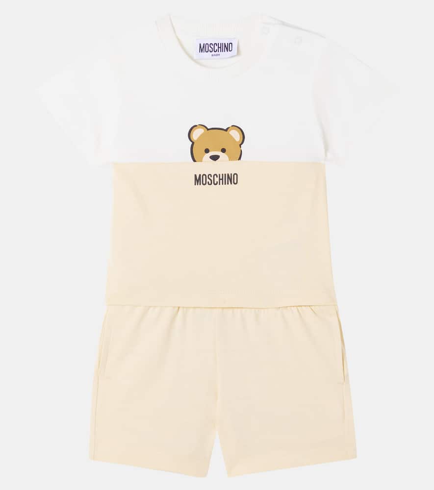 MOSCHINO BABY COTTON JERSEY T-SHIRT AND SHORTS SET