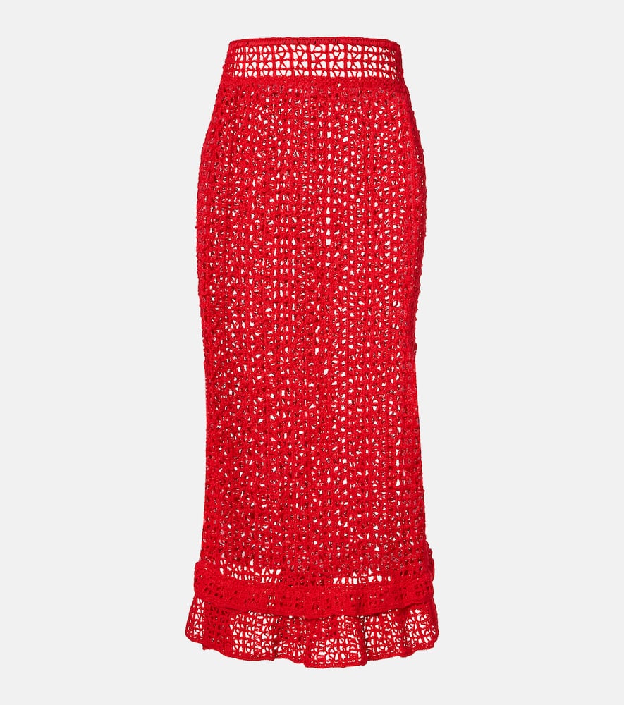 Rosette crochet cotton maxi skirt
