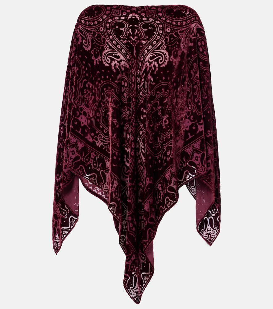 Etro Paisley Silk-blend Velvet Poncho In Burgundy