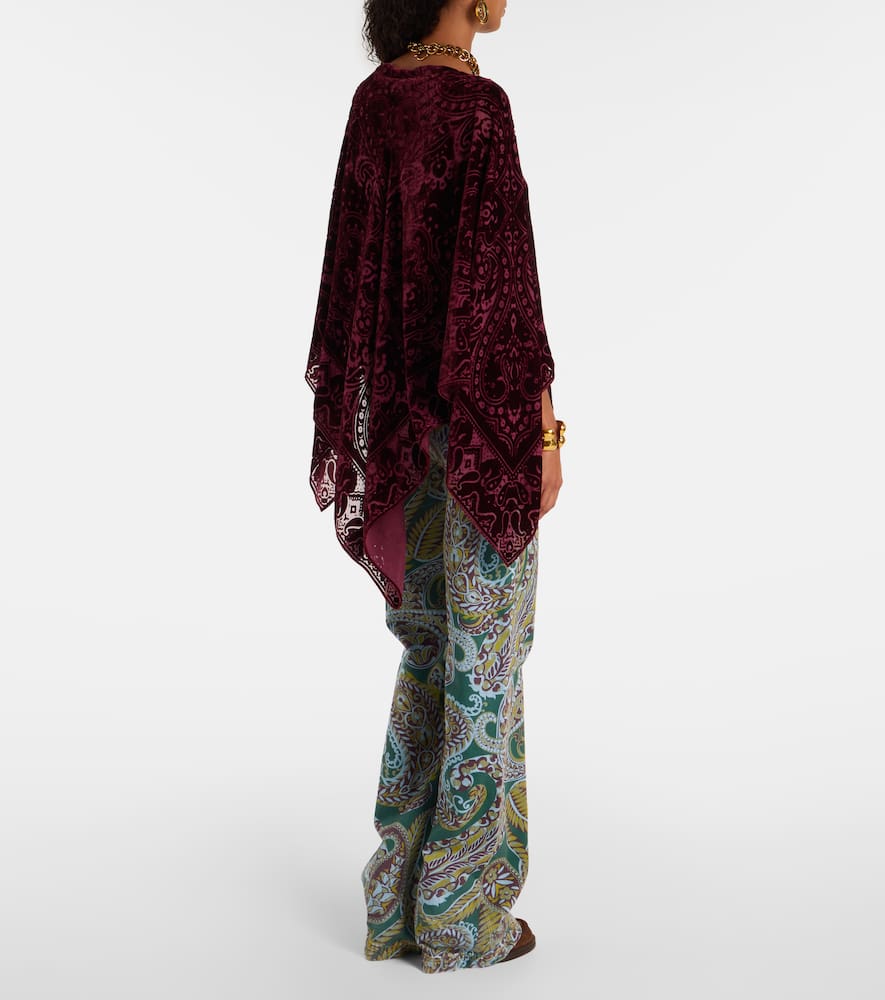 Etro Paisley Silk-blend Velvet Poncho In Burgundy