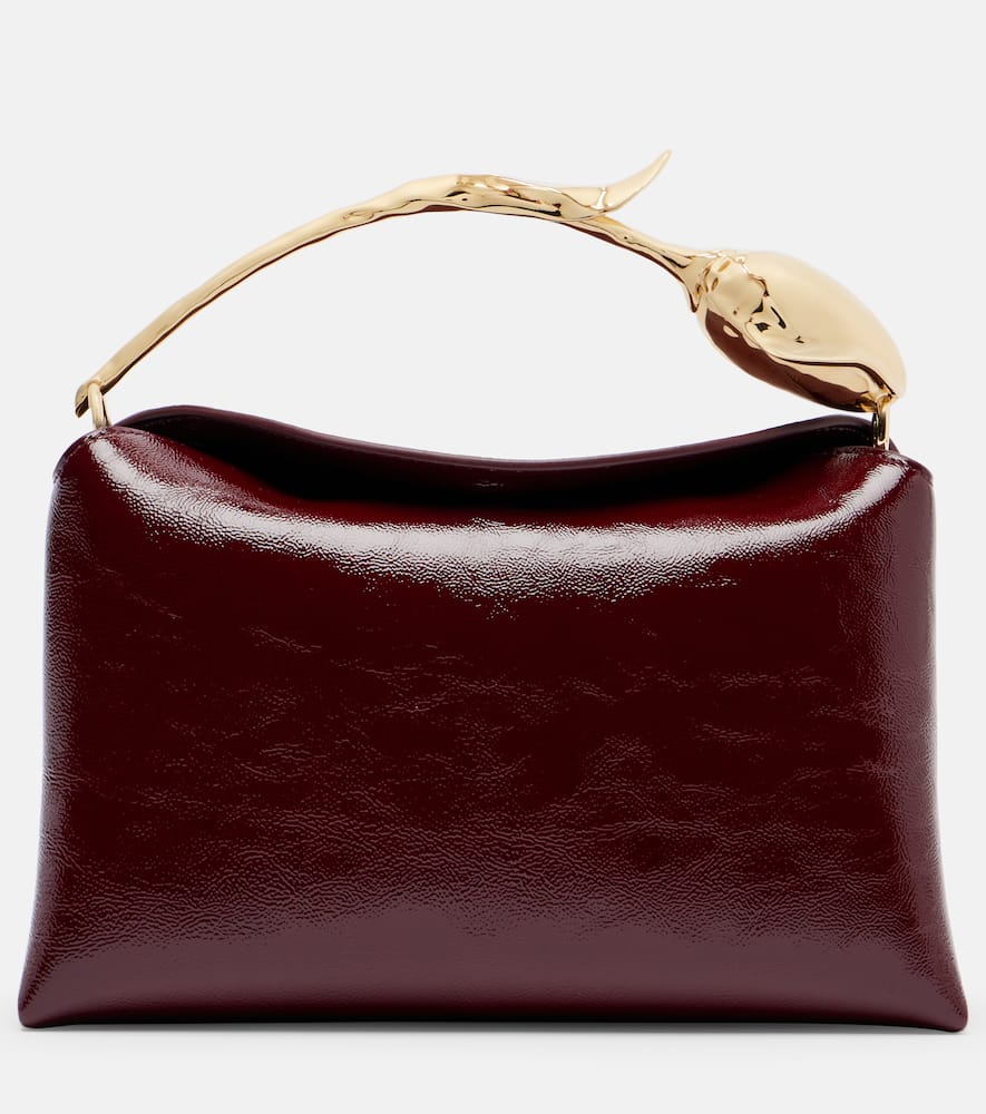 Erdem Bloom Medium Patent Leather Tote Bag In Burgundy