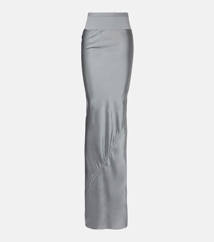 Rick Owens Coda Satin Maxi Skirt In Blue