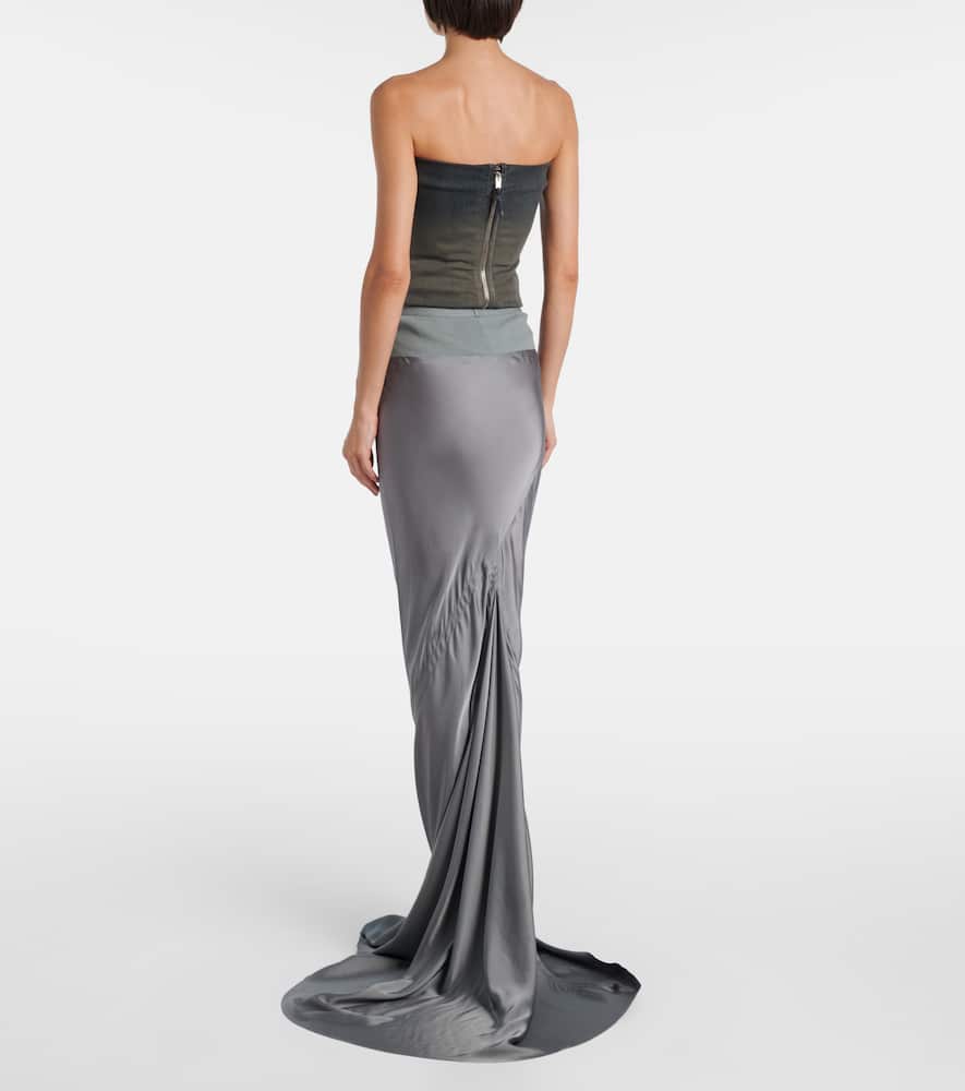 Rick Owens Coda Satin Maxi Skirt In Blue