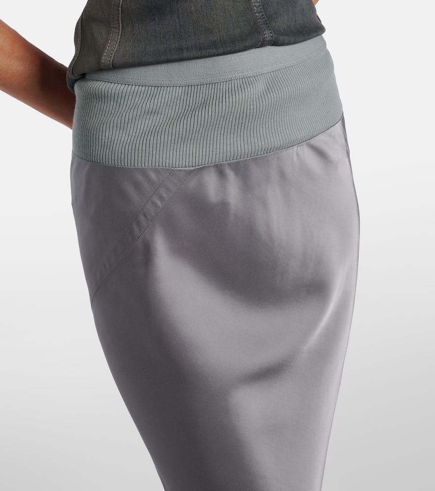 Rick Owens Coda Satin Maxi Skirt In Blue