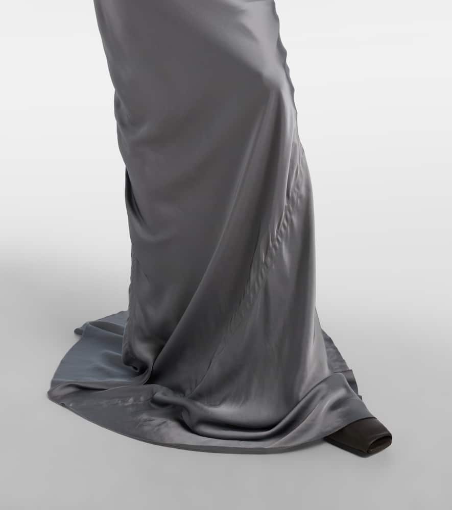 Rick Owens Coda Satin Maxi Skirt In Blue