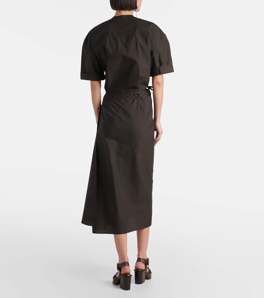 Lemaire Draped Cotton And Silk Shirt Dress In Black