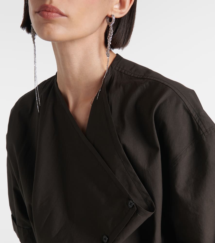 Lemaire Draped Cotton And Silk Shirt Dress In Black