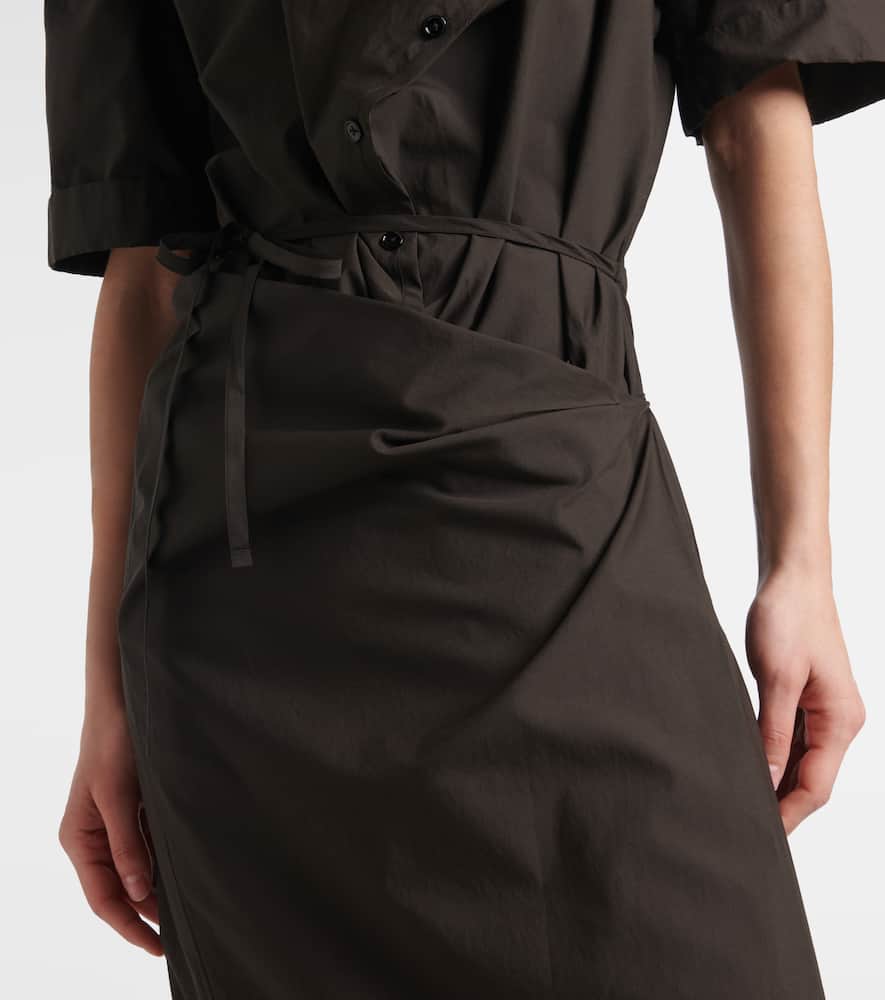 Lemaire Draped Cotton And Silk Shirt Dress In Black