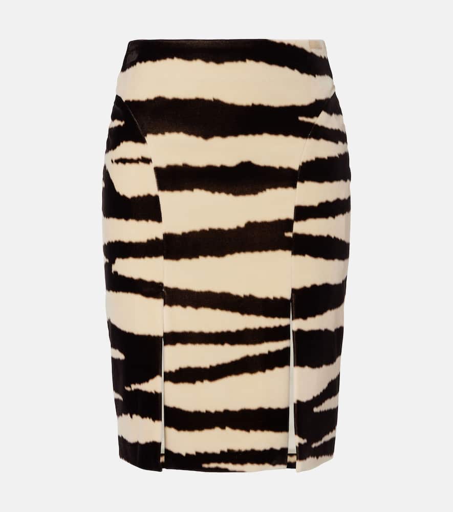 Nina Ricci Zebra-print Cotton Pencil Skirt In Black