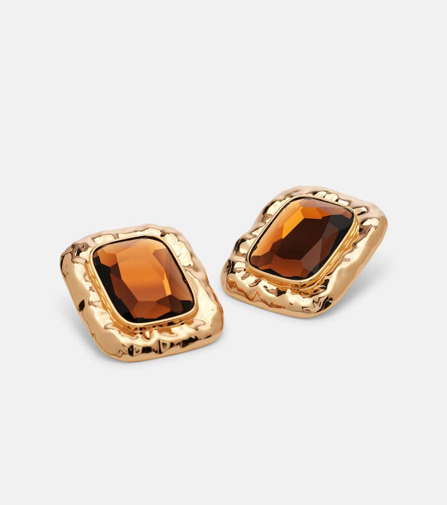 Self-portrait Amber Gold-plated Earrings In Gold