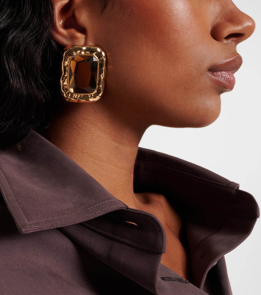Self-portrait Amber Gold-plated Earrings In Gold