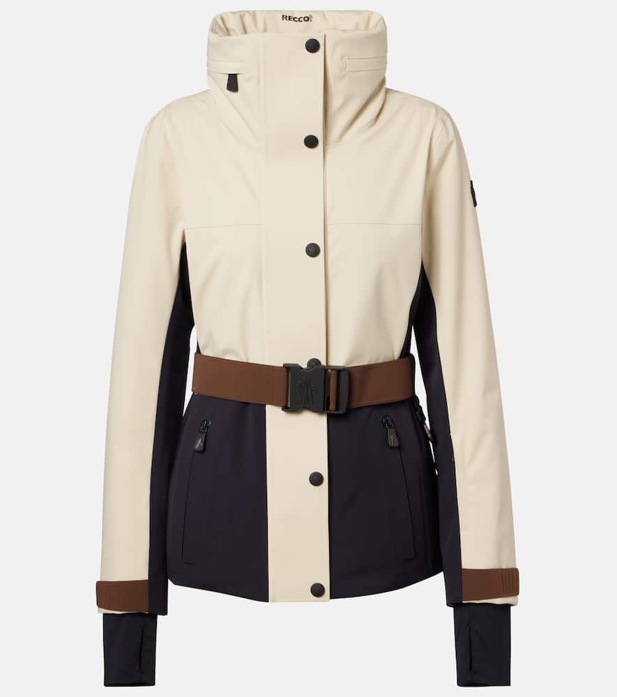 Moncler Belted Ski Jacket In Sand
