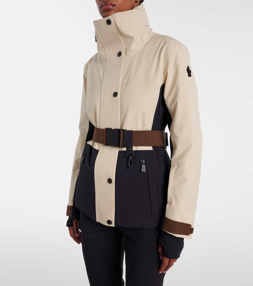 Moncler Belted Ski Jacket In Neutral