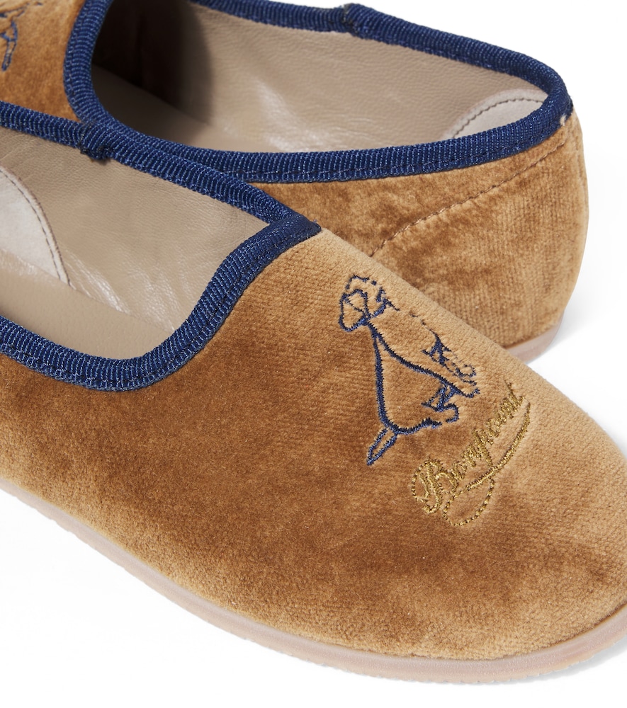  Bonpoint Bonpoint Bestickte Slip-ons Gib Aus Samt 