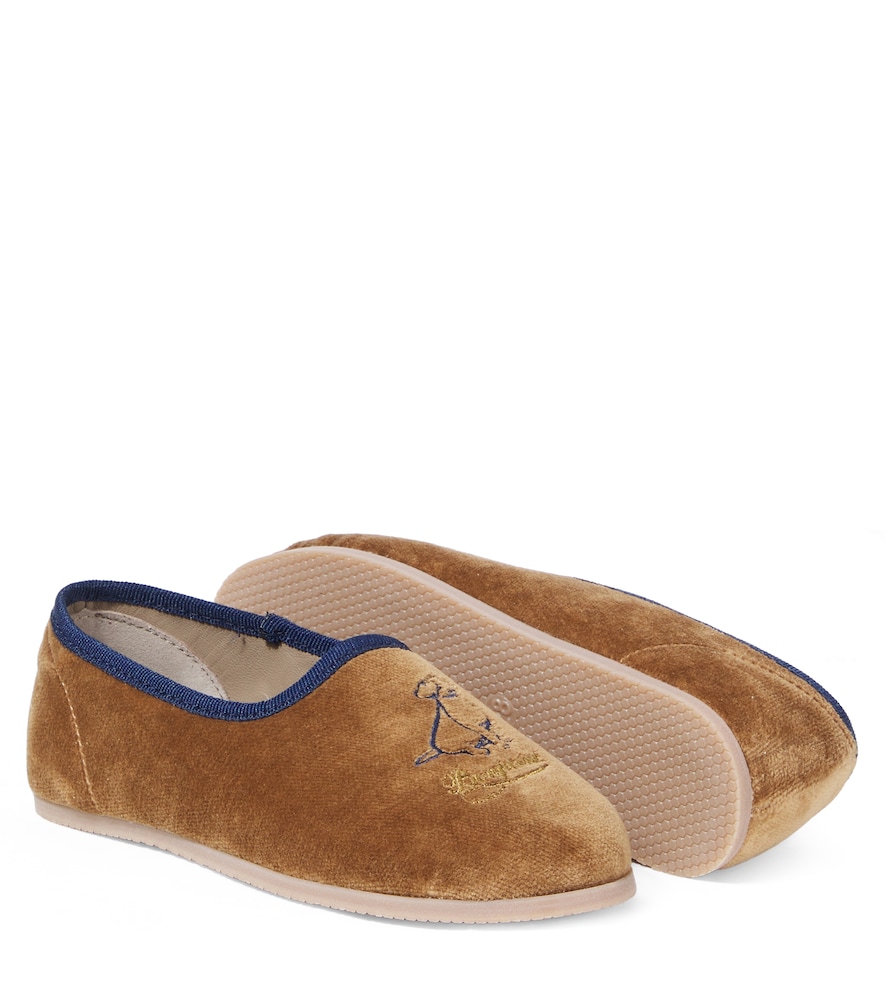  Bonpoint Bonpoint Bestickte Slip-ons Gib Aus Samt 