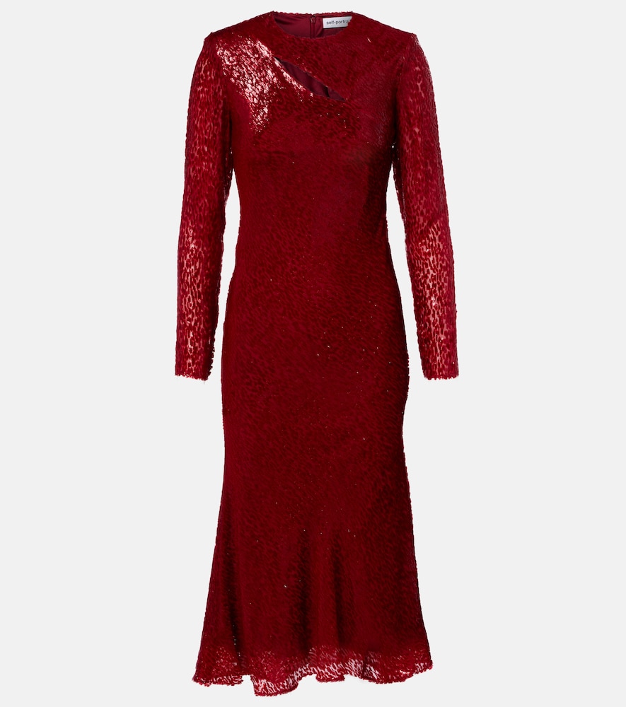 Self Portrait Fil Coupé Cutout Maxi Dress