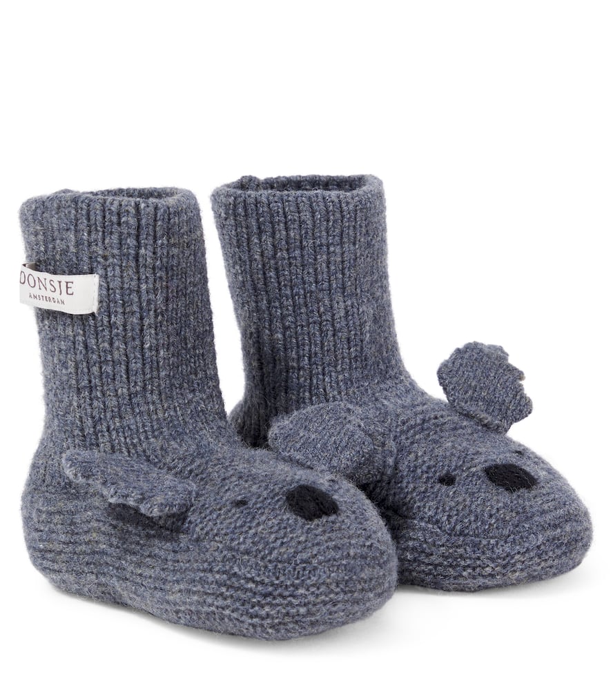 Donsje Baby Maicer Knitted Wool Booties In Gray
