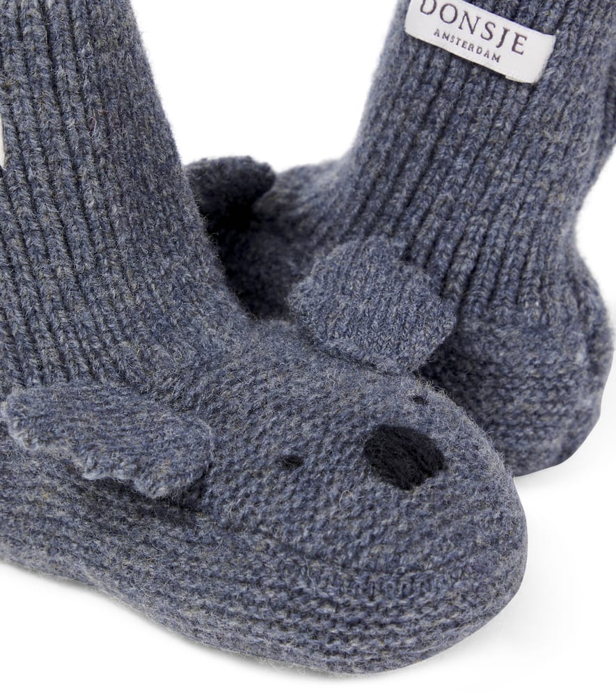 Donsje Baby Maicer Knitted Wool Booties In Gray