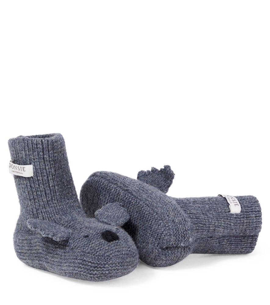 Donsje Baby Maicer Knitted Wool Booties In Gray