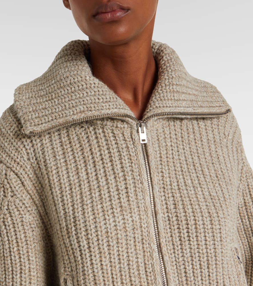 Lemaire Oversized Ribbed Alpaca And Yak Hair-blend Cardigan In Neutral
