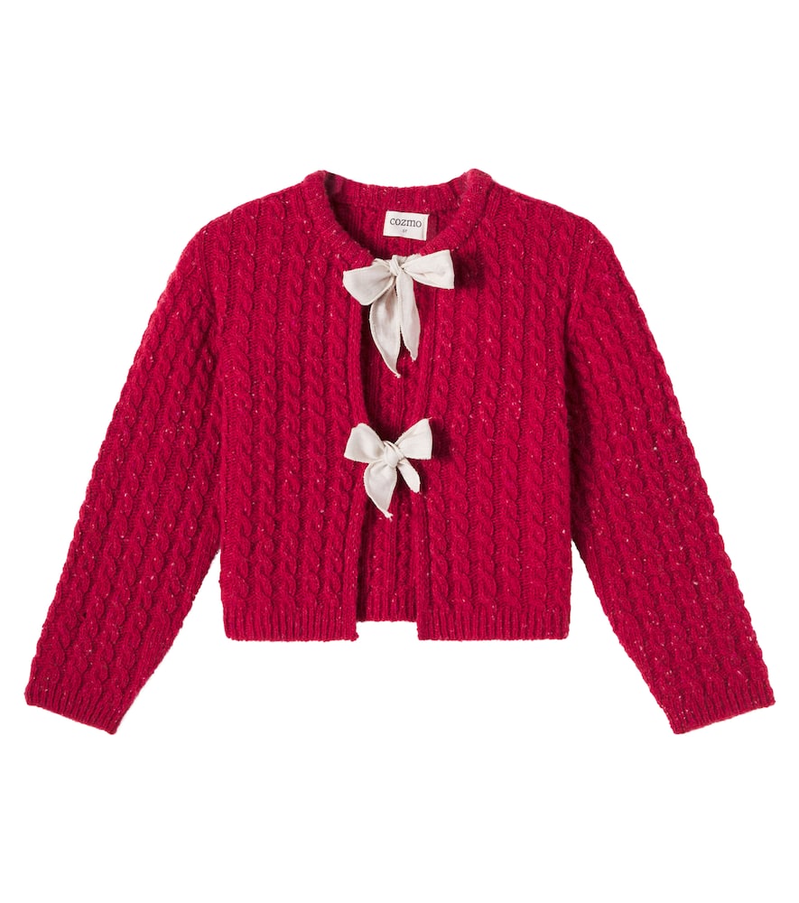 Cozmo Kids' Martinique Cable-knit Wool-blend Cardigan In Red