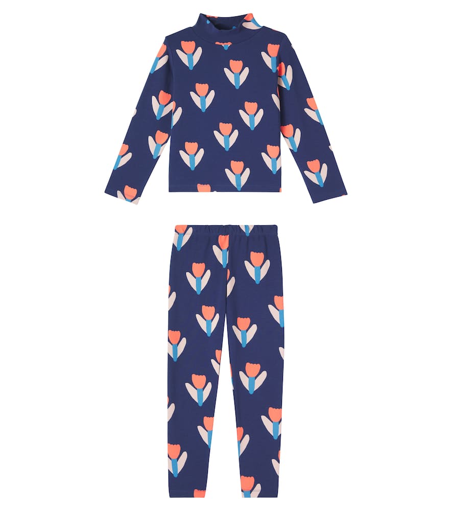 Jellymallow Tulip Printed Sweatshirt And Pants In Blue