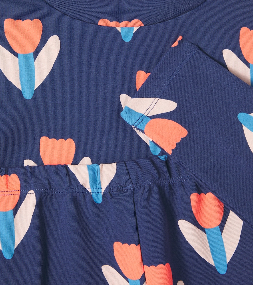 Jellymallow Tulip Printed Sweatshirt And Pants In Blue