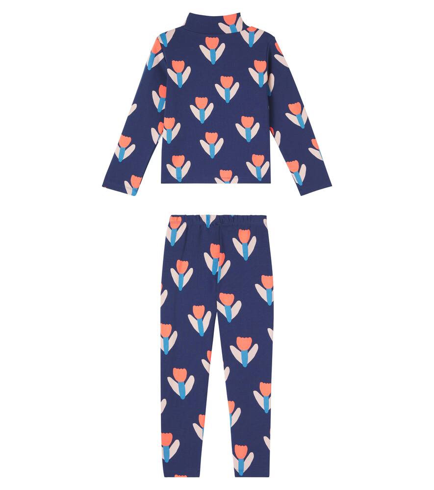 Jellymallow Tulip Printed Sweatshirt And Pants In Blue