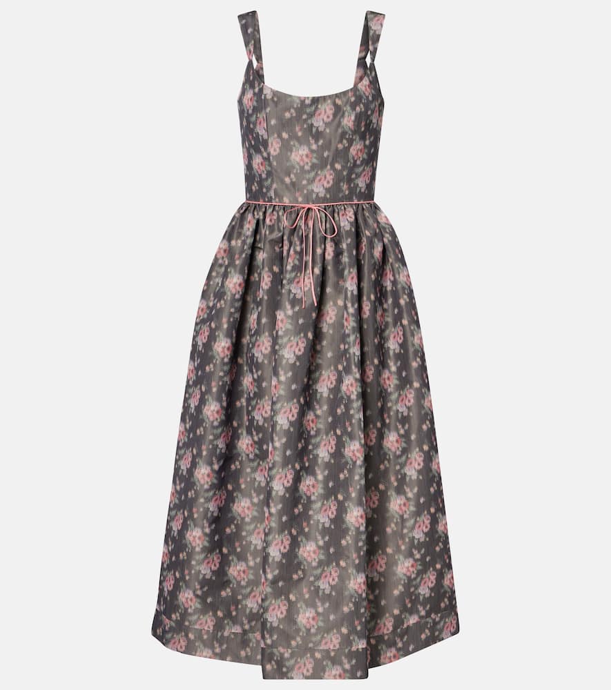 Markarian Apple Floral Taffeta Corset Midi Dress In Multi