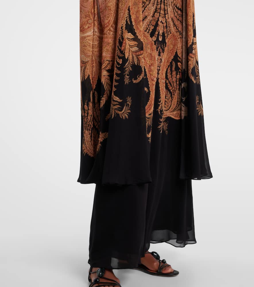Zimmermann Hypnotic Paisley Long Sleeve Dress With Removable Cape In Black