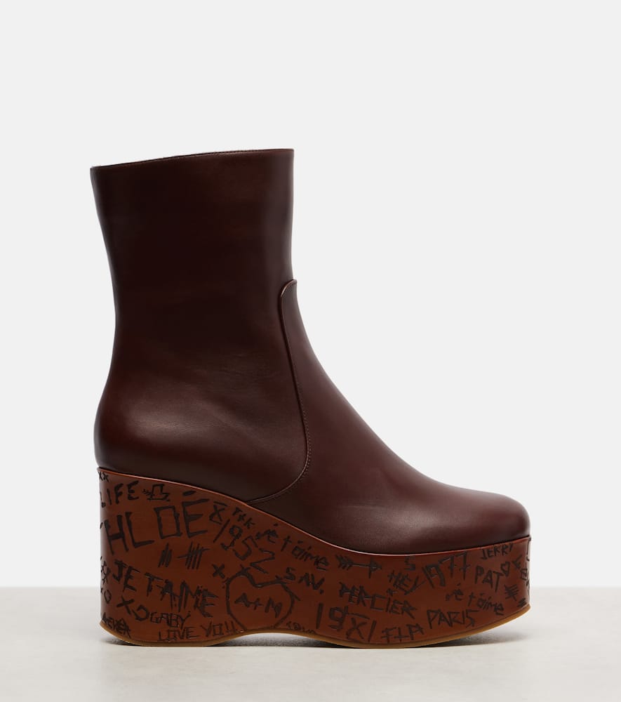 Chloé Maxime Leather Ankle Boots In Brown