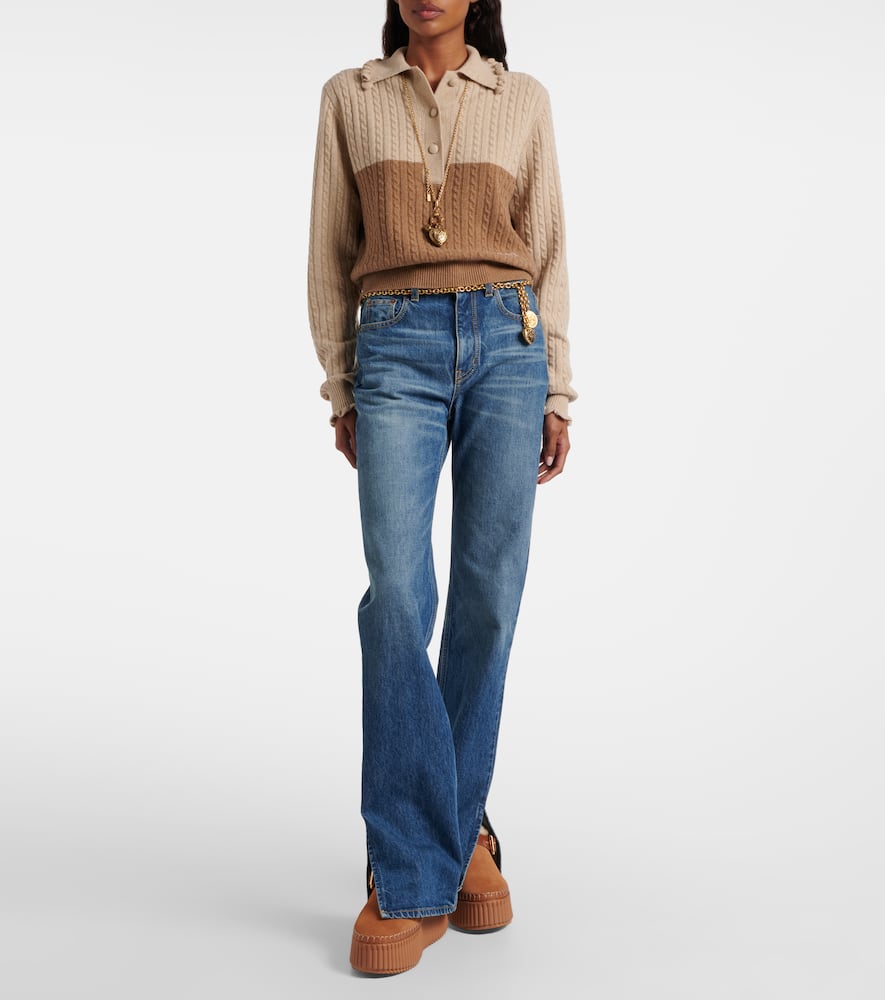 Chloé Nama 80 Shearling-lined Suede Platform Mules In Brown