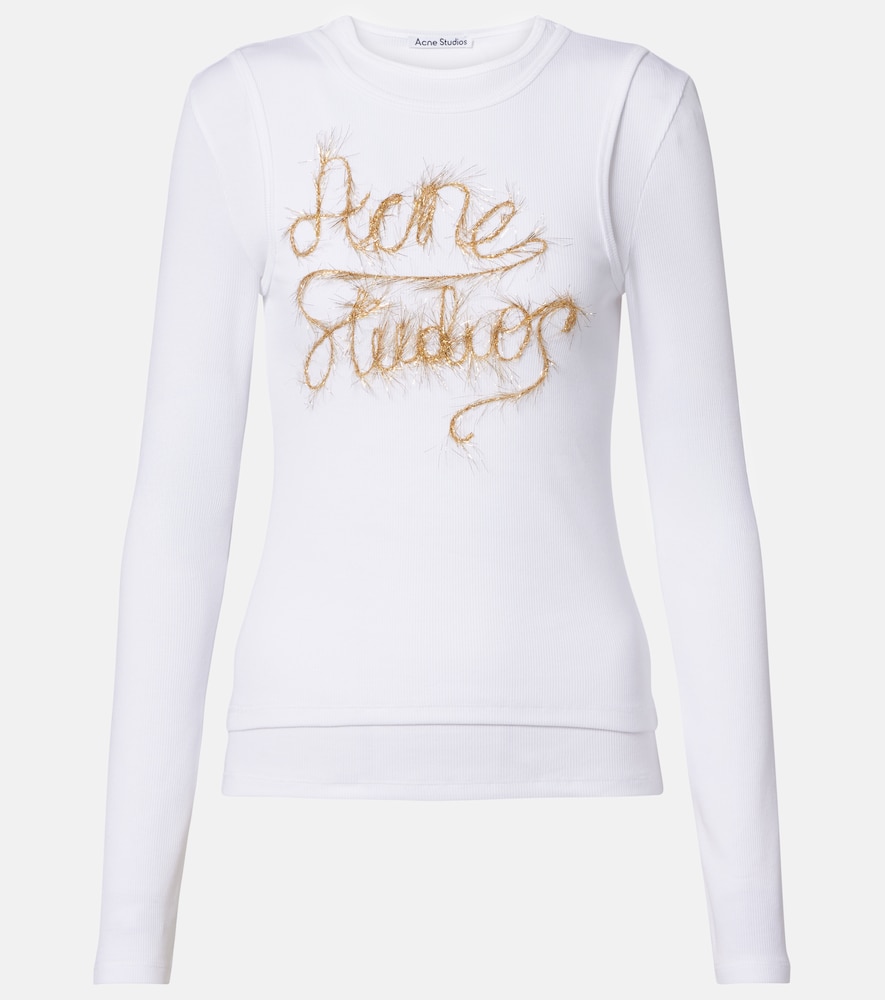 Acne Studios Logo layered cotton-blend top