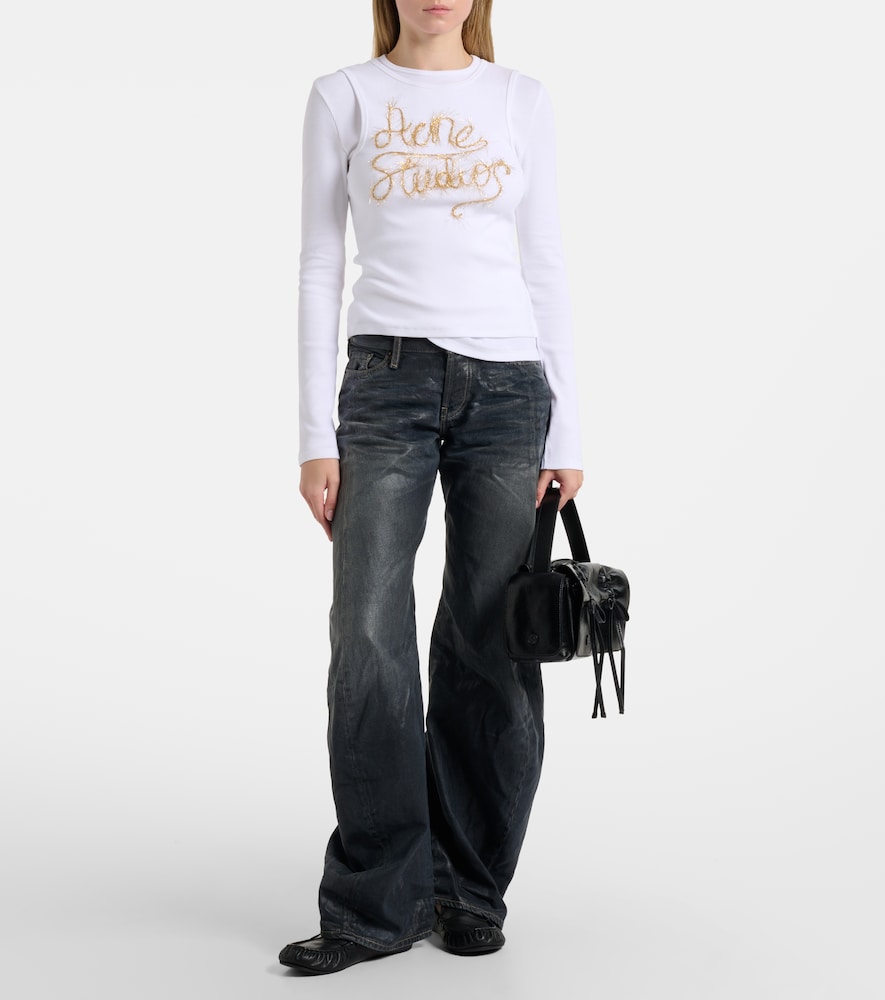  Acne Studios Acne Studios Logo Layered Cotton-blend Top 