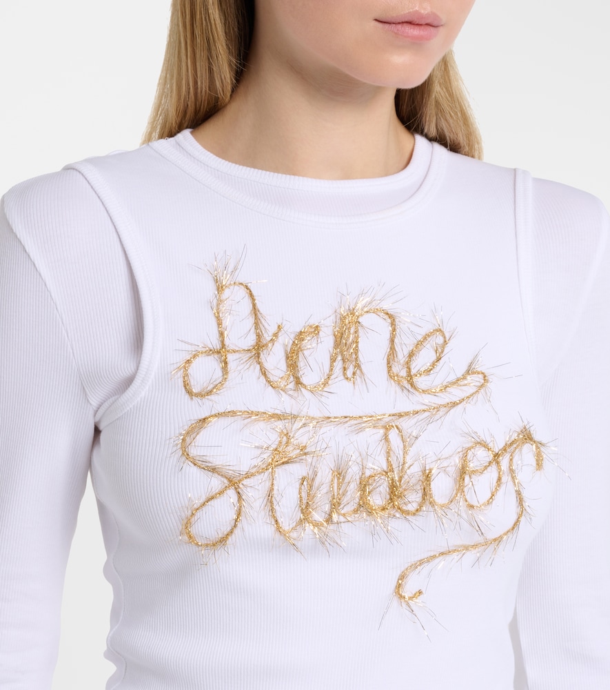 Acne Studios Acne Studios Logo Layered Cotton-blend Top 