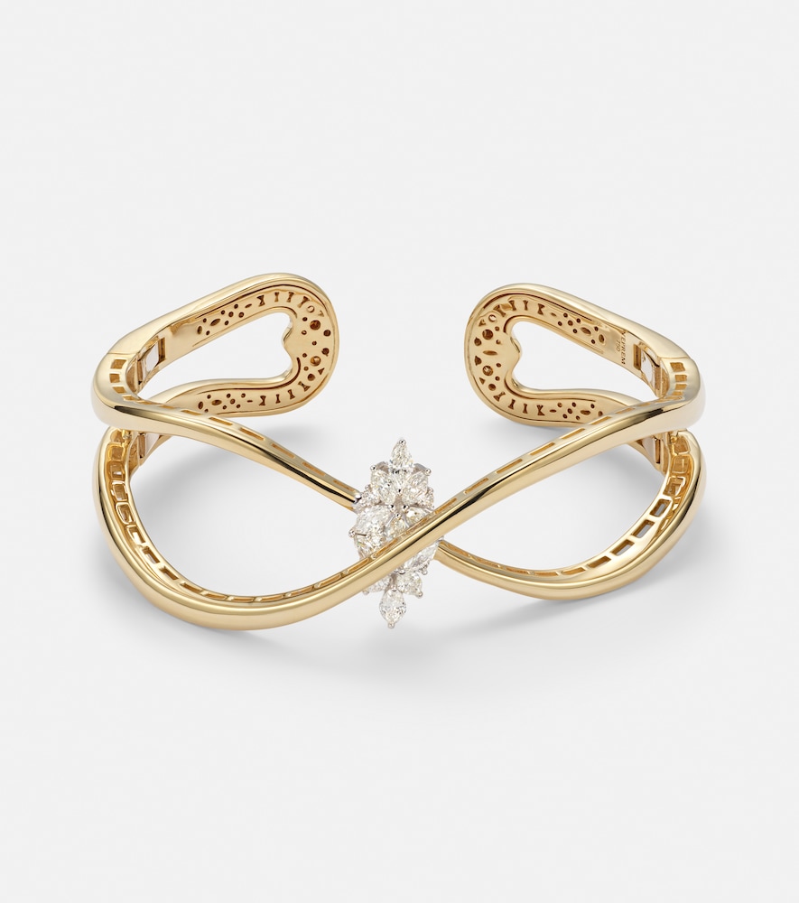 Yeprem Golden Strada 18kt white and yellow gold bangle with diamonds