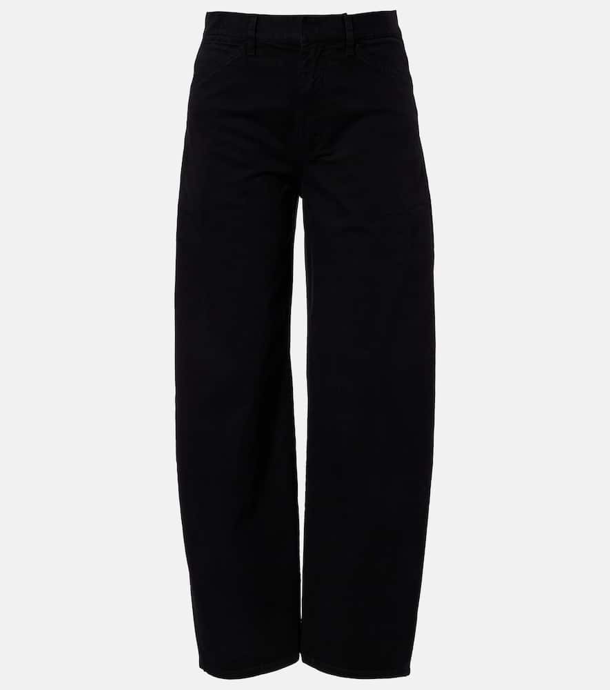 Nili Lotan Tribeca Cotton Twill Barrel-leg Pants In Black
