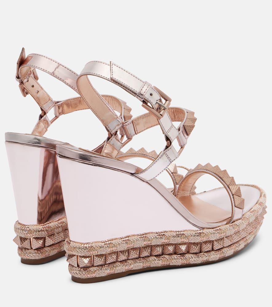 Christian Louboutin Pyraclou 100 Leather Espadrille Sandals In Pink